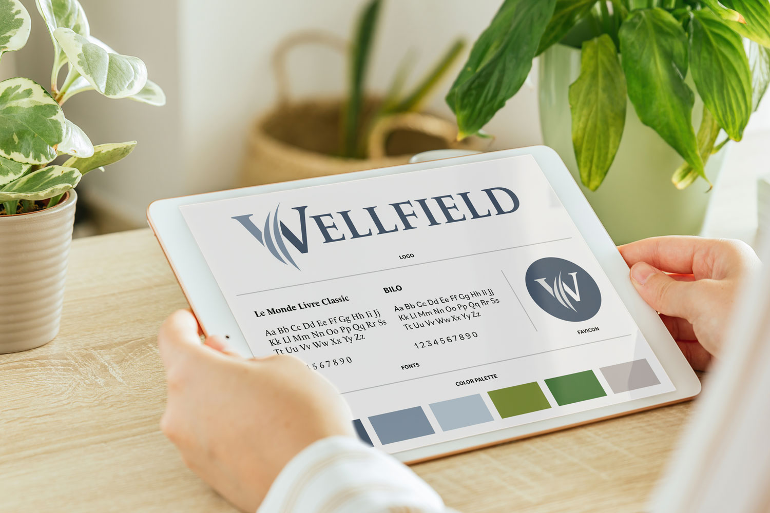 Wellfield Community Branding on an iPad